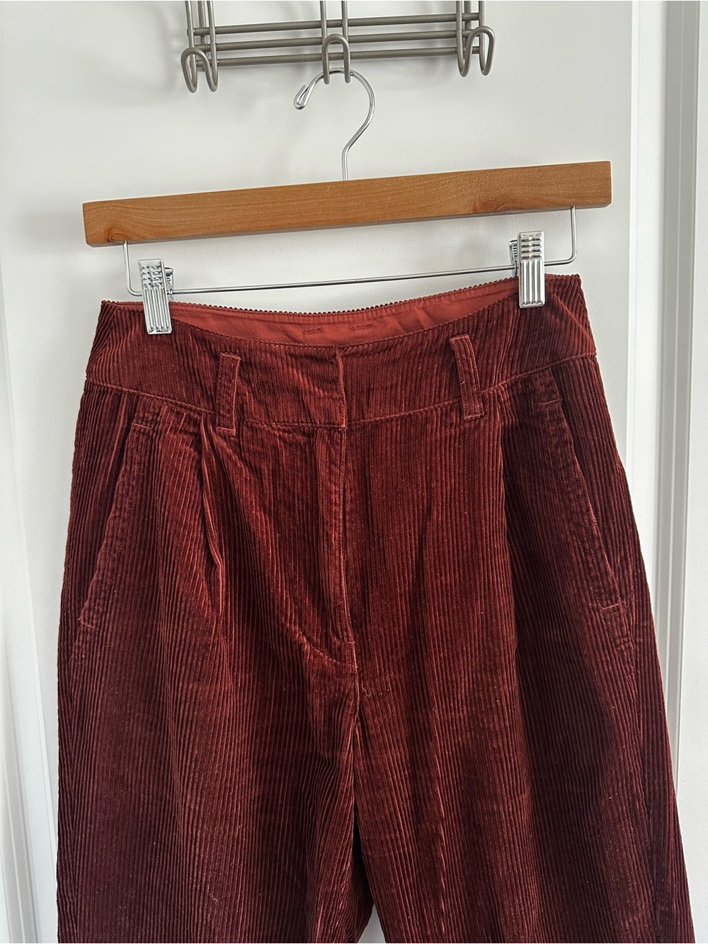 POETRY Corduroy Pants in Dark Rust Red